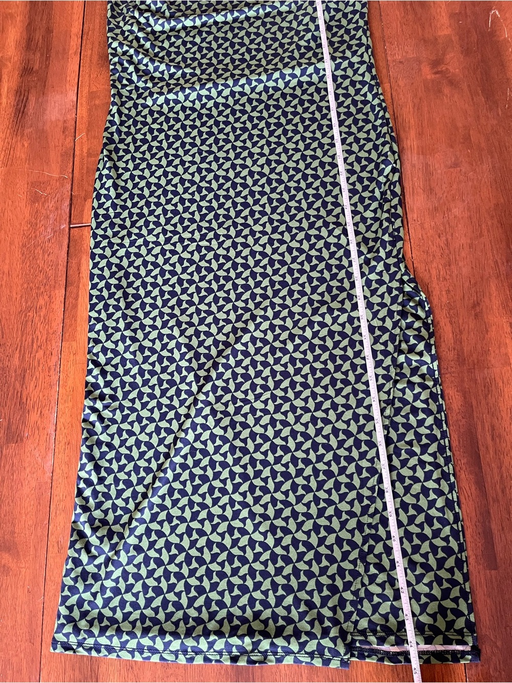 Abercrombie & Fitch Green Patterned Slip Midi Dress with Cross-Back Straps - Picture 6 of 6